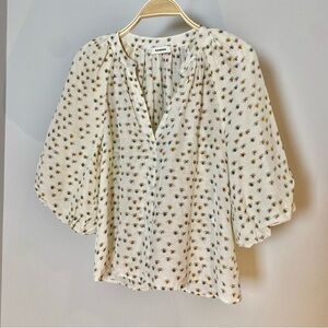 Sandro cream small pattern Peasant style Blouse